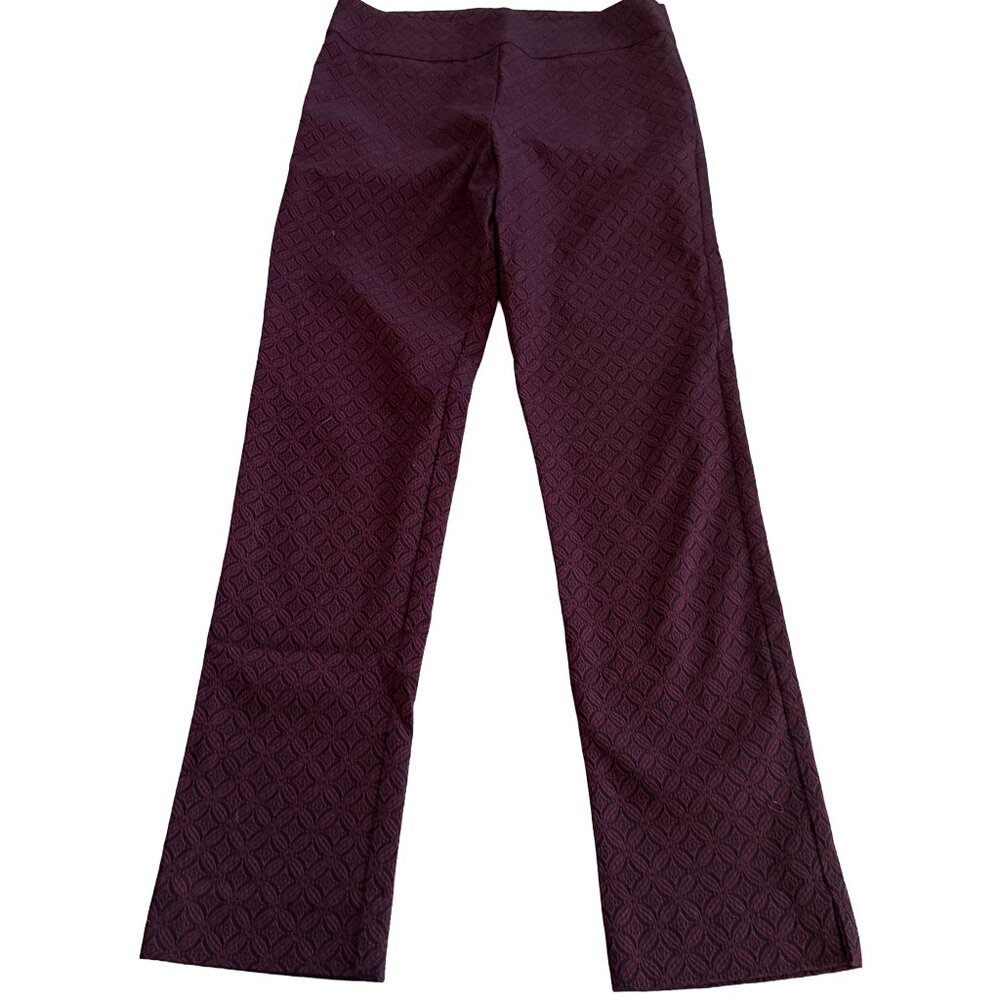Erica Taylor Women's Medium Burgundy and Black Patterned Skinny Pants